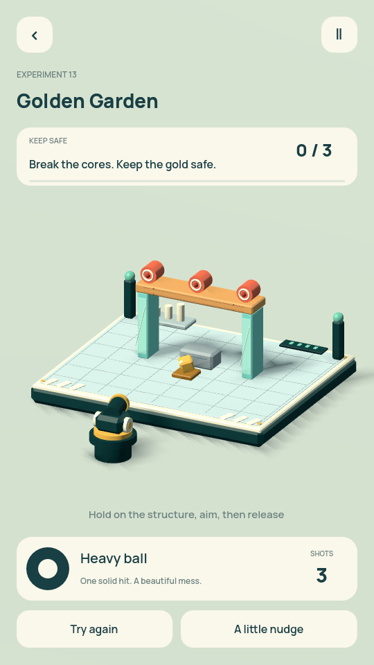 A protected gold relic near a structure that must be dismantled carefully.